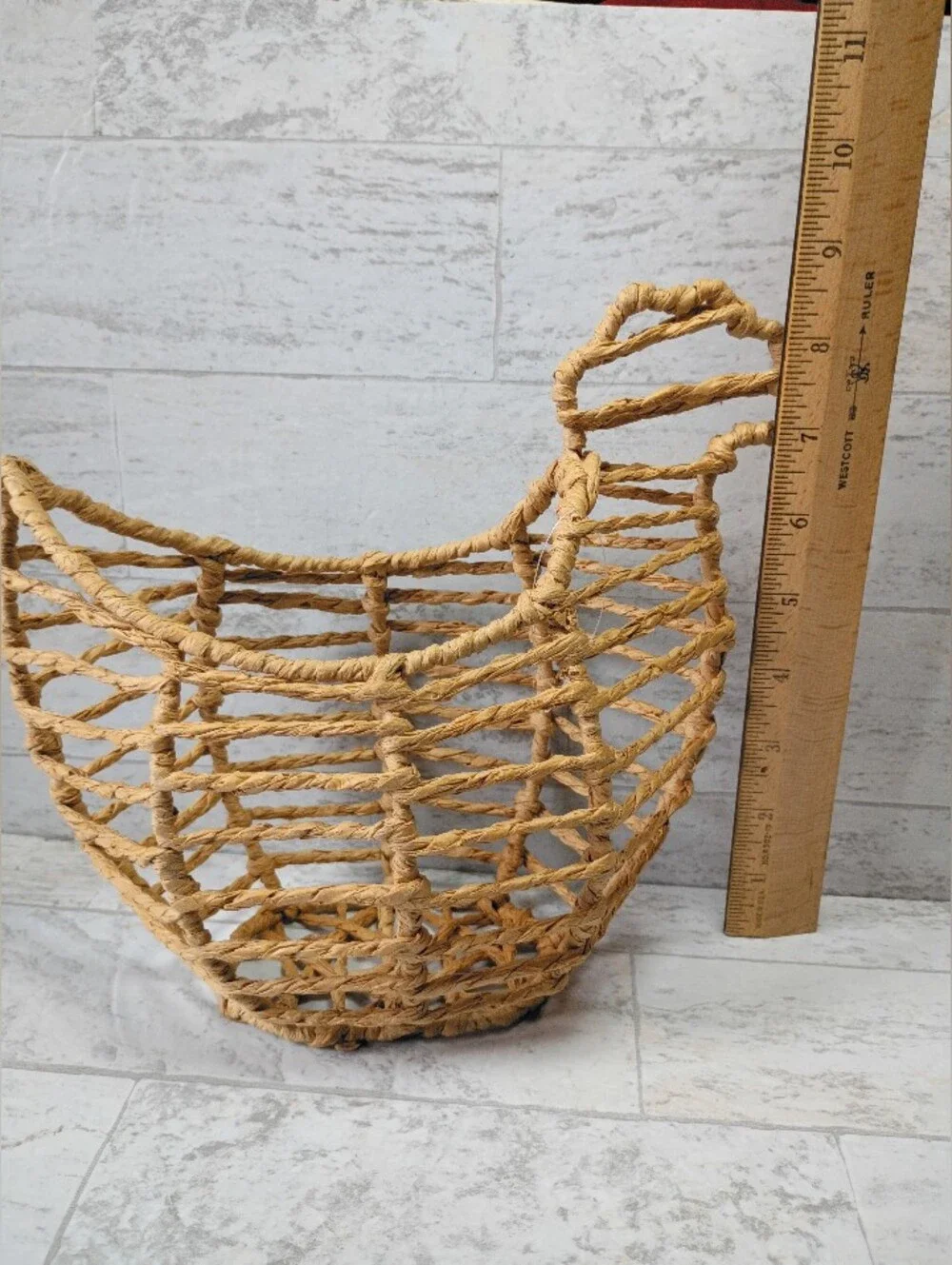 Natural Woven Chicken-Shaped Basket - Unbranded Farmhouse Core